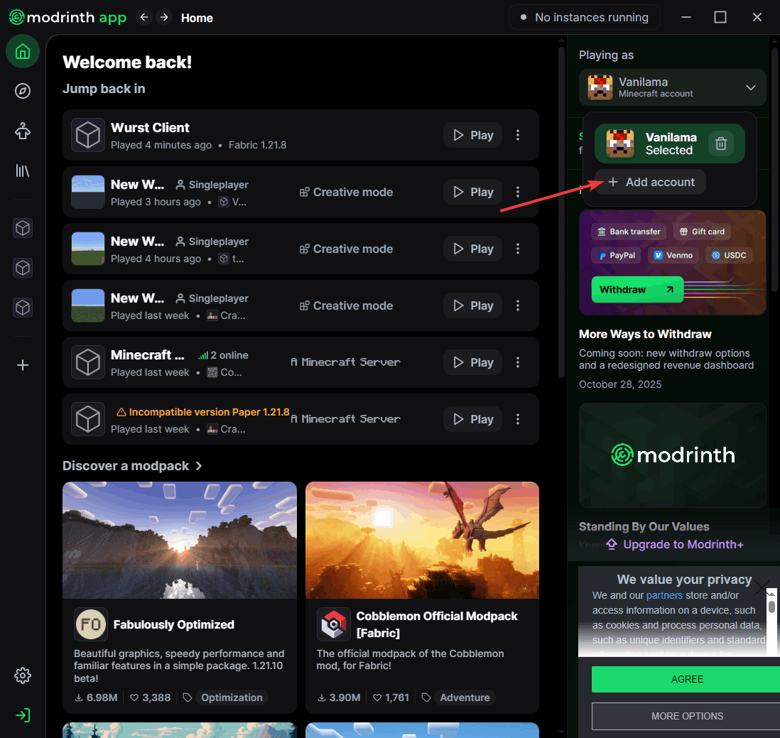 Microsoft account sign-in flow for Minecraft Java Edition